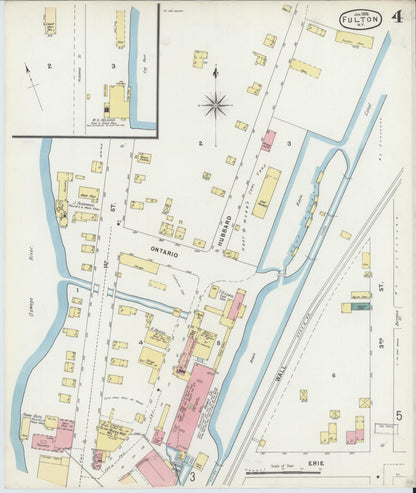 Sanborn Fire Insurance Map from Fulton, Oswego County, New York (1896), Sheet #0004 - Historic Sanborn Fire Insurance Map Print, vintage old map wall art, antique decor, genealogy gift, New York New York map