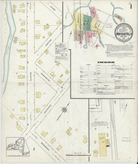 Sanborn Fire Insurance Map from Montour Falls, Schuyler County, New York. (1914) – Historic Sanborn Fire Insurance Map Print