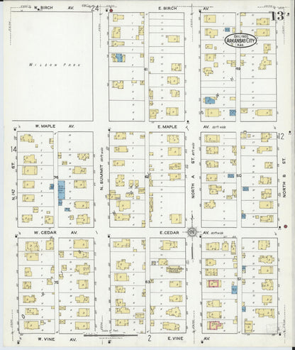 Sanborn Fire Insurance Map from Arkansas City, Cowley County, Kansas (1920), Sheet #0013 - Complete Map Set gallery image, historic Sanborn map, vintage wall art, Arkansas Arkansas