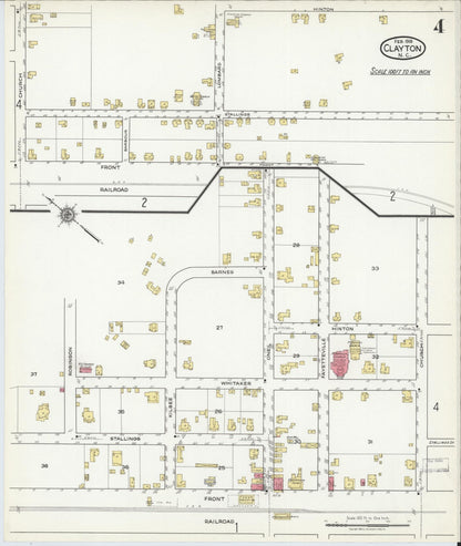 Sanborn Fire Insurance Map from Clayton, Johnston County, North Carolina (1918), Sheet #0004 - Historic Sanborn Fire Insurance Map Print, vintage old map wall art, antique decor, genealogy gift, North Carolina North Carolina map