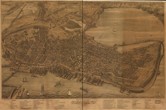 Bird's eye view of the city of Portland, Maine 1876. (1876) – Historic Bird’s-Eye View Panorama Print