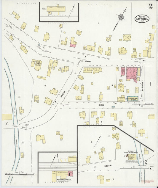 Sanborn Fire Insurance Map from Smyrna, Chenango County, New York (1911), Sheet #0002 - Historic Sanborn Fire Insurance Map Print, vintage old map wall art, antique decor, genealogy gift, New York New York map