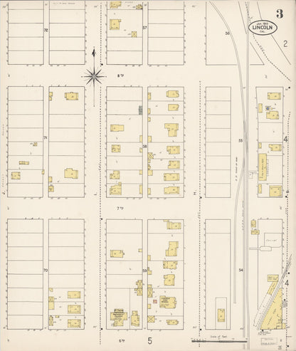Sanborn Fire Insurance Map from Lincoln, Placer County, California (1910), Sheet #0003 - Complete Map Set gallery image, historic Sanborn map, vintage wall art, California California