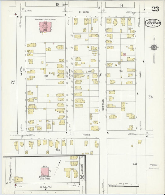 Sanborn Fire Insurance Map from Lockport, Niagara County, New York (1914), Sheet #0023 - Historic Sanborn Fire Insurance Map Print, vintage old map wall art, antique decor, genealogy gift, New York New York map