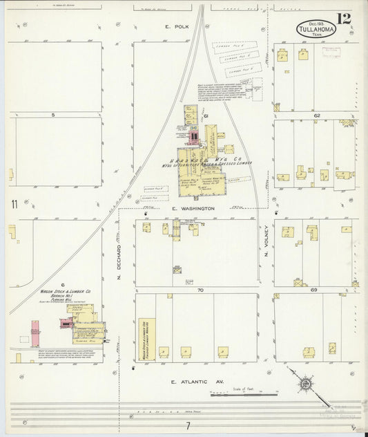 Sanborn Fire Insurance Map from Tullahoma, Coffee County, Tennessee (1913), Sheet #0012 - Historic Sanborn Fire Insurance Map Print, vintage old map wall art, antique decor, genealogy gift, Tennessee Tennessee map