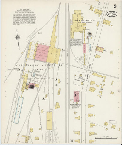 Sanborn Fire Insurance Map from Weldon, Halifax County, North Carolina (1915), Sheet #0009 - Complete Map Set gallery image, historic Sanborn map, vintage wall art, North Carolina North Carolina