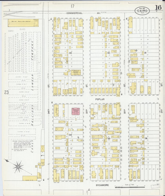 Sanborn Fire Insurance Map from Cairo, Alexander County, Illinois (1901), Sheet #0016 - Historic Sanborn Fire Insurance Map Print, vintage old map wall art, antique decor, genealogy gift, Illinois Illinois map