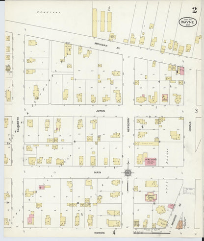 Sanborn Fire Insurance Map from Wayne, Wayne County, Michigan (1912), Sheet #0002 - Complete Map Set gallery image, historic Sanborn map, vintage wall art, Michigan Michigan