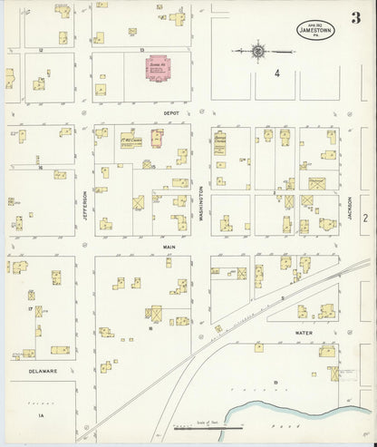 Sanborn Fire Insurance Map from Jamestown, Mercer County, Pennsylvania (1912), Sheet #0003 - Complete Map Set gallery image, historic Sanborn map, vintage wall art, Pennsylvania Pennsylvania