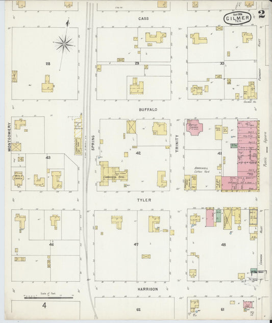 Sanborn Fire Insurance Map from Gilmer, Upshur County, Texas (1896), Sheet #0002 - Historic Sanborn Fire Insurance Map Print, vintage old map wall art, antique decor, genealogy gift, Texas Texas map