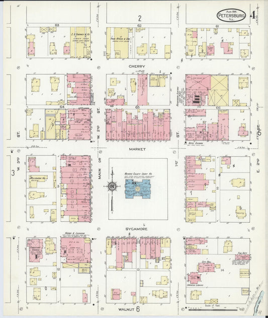 Sanborn Fire Insurance Map from Petersburg, Menard County, Illinois (1914), Sheet #0004 - Historic Sanborn Fire Insurance Map Print, vintage old map wall art, antique decor, genealogy gift, Illinois Illinois map