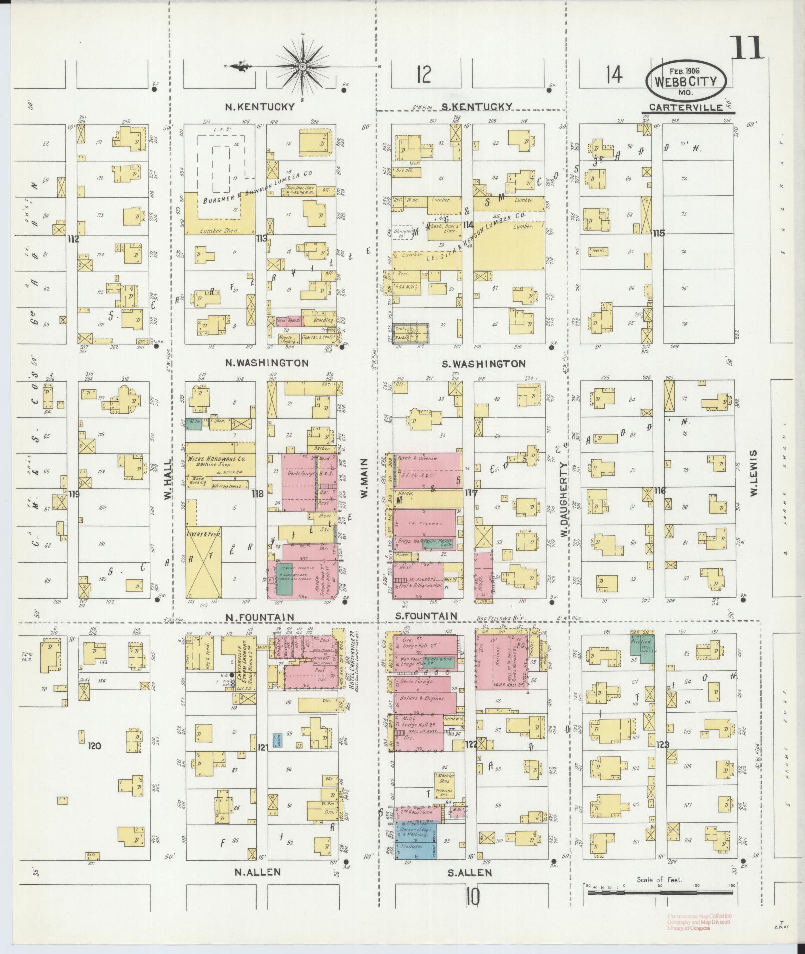 Sanborn Fire Insurance Map from Webb City, Jasper County, Missouri (1906), Sheet #0011 - Complete Map Set gallery image, historic Sanborn map, vintage wall art, Missouri Missouri