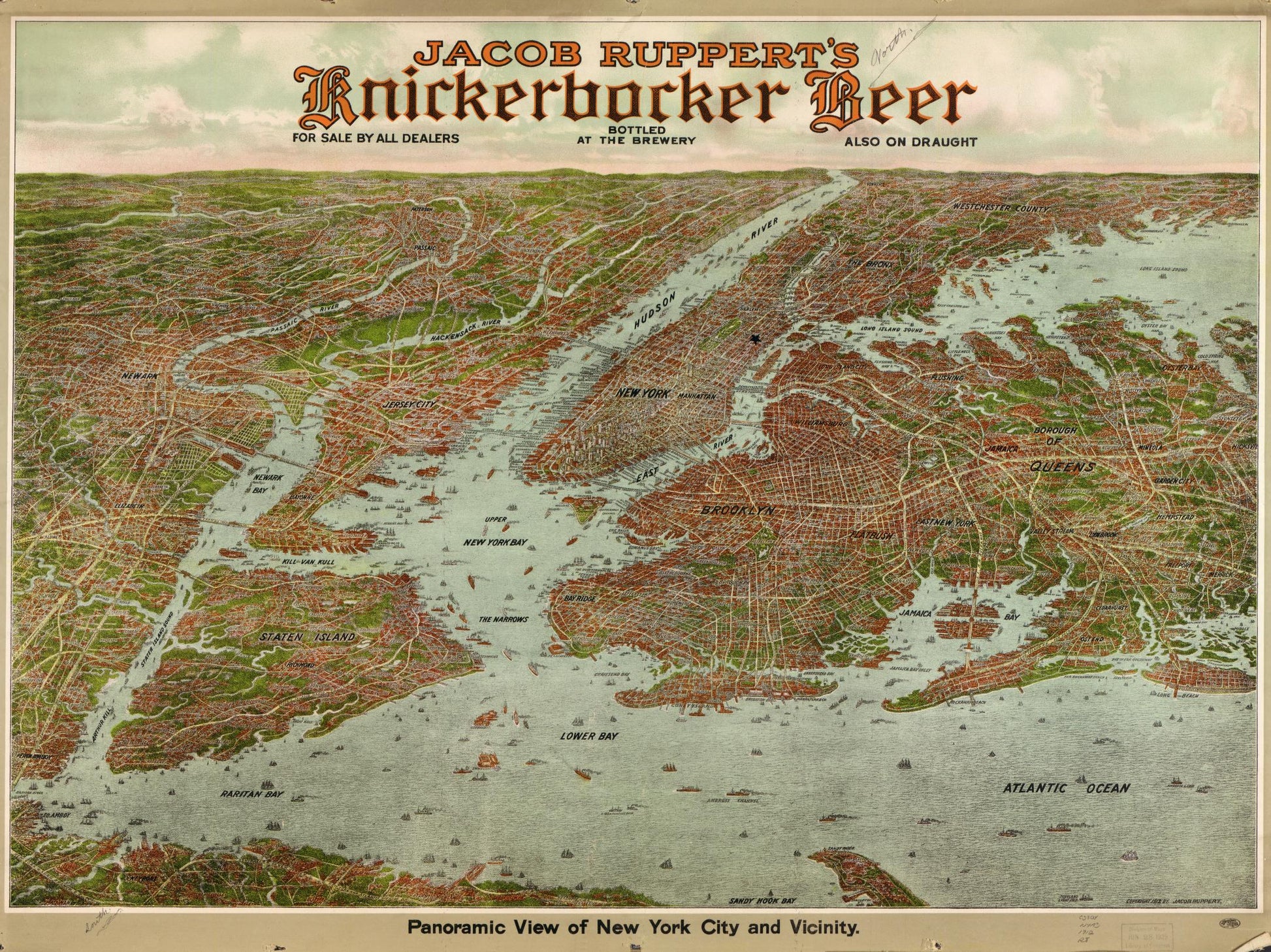 Panoramic view of New York City and vicinity. (1912) – Historic Bird’s-Eye View Panorama Print