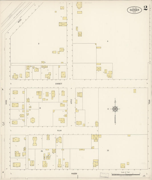 Sanborn Fire Insurance Map from Sumner, Pierce County, Washington (1919), Sheet #0002 - Historic Sanborn Fire Insurance Map Print, vintage old map wall art, antique decor, genealogy gift, Washington Washington map