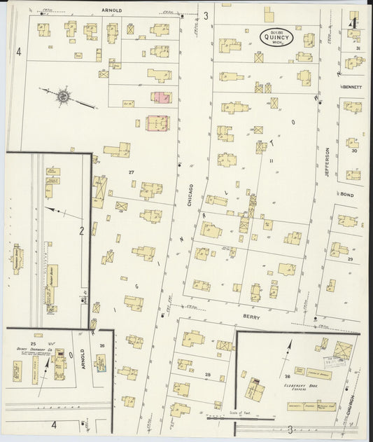 Sanborn Fire Insurance Map from Quincy, Branch County, Michigan (1911), Sheet #0004 - Historic Sanborn Fire Insurance Map Print, vintage old map wall art, antique decor, genealogy gift, Michigan Michigan map