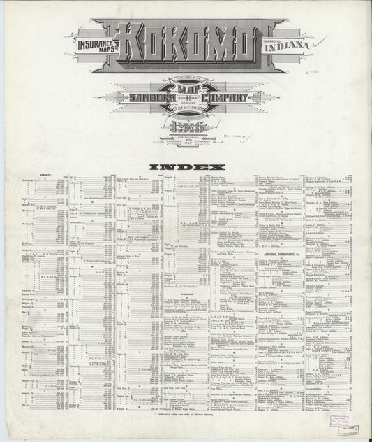 Sanborn Fire Insurance Map from Kokomo, Howard County, Indiana. (1916) – Historic Sanborn Fire Insurance Map Print