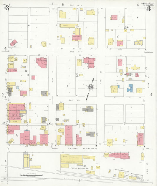 Sanborn Fire Insurance Map from Alpine, Brewster County, Texas (1933), Sheet #0003 - Historic Sanborn Fire Insurance Map Print, vintage old map wall art, antique decor, genealogy gift, Texas Texas map
