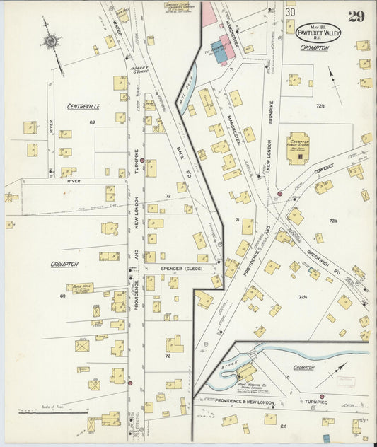 Sanborn Fire Insurance Map from Pawtuxet Valley, Kent and Providence Counties, Rhode Island (1911), Sheet #0029 - Historic Sanborn Fire Insurance Map Print, vintage old map wall art, antique decor, genealogy gift, Washington Washington map