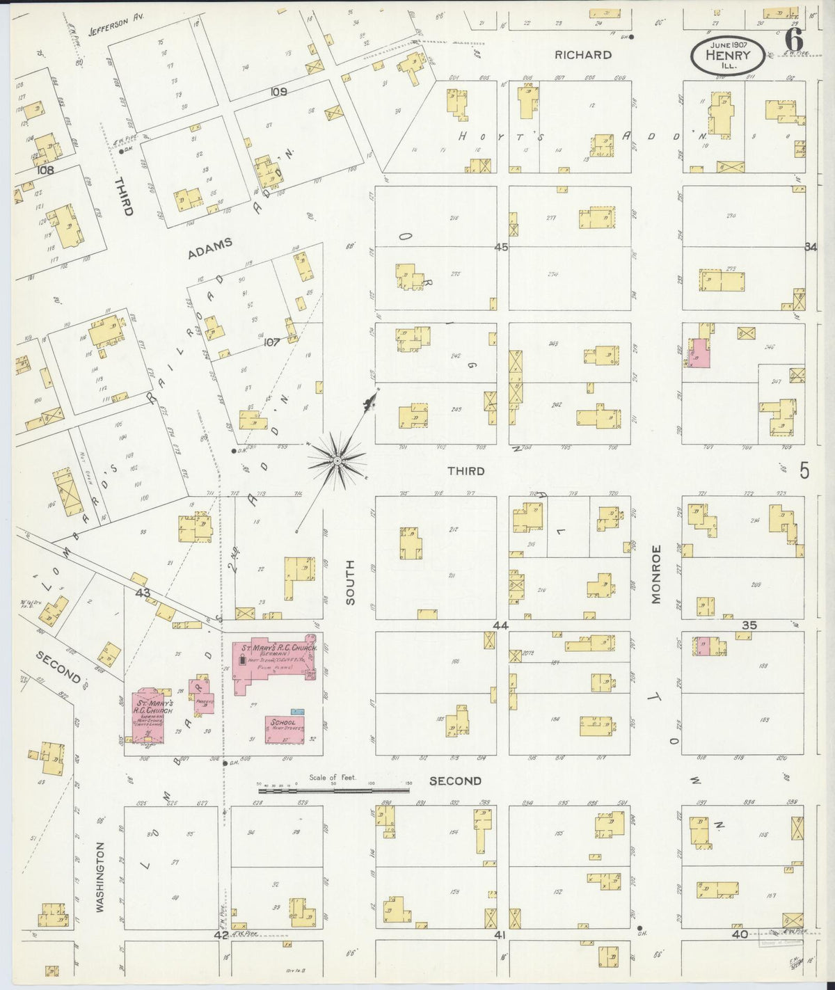 Sanborn Fire Insurance Map from Henry, Marshall County, Illinois (1907), Sheet #0006 - Historic Sanborn Fire Insurance Map Print, vintage old map wall art, antique decor, genealogy gift, Illinois Illinois map