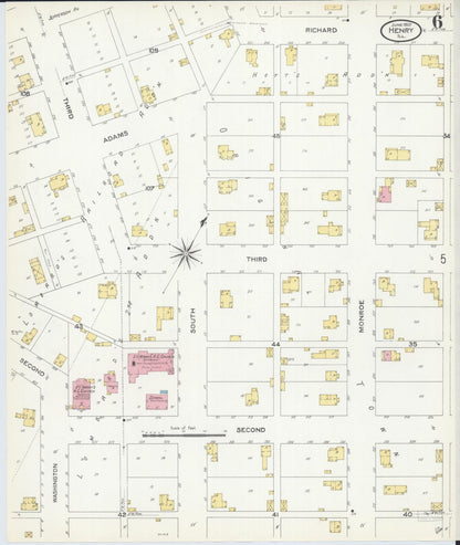Sanborn Fire Insurance Map from Henry, Marshall County, Illinois (1907), Sheet #0006 - Historic Sanborn Fire Insurance Map Print, vintage old map wall art, antique decor, genealogy gift, Illinois Illinois map