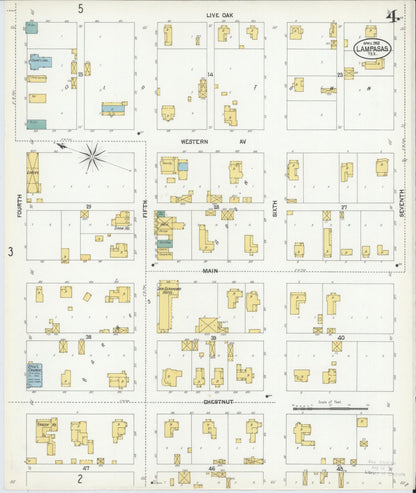 Sanborn Fire Insurance Map from Lampasas, Lampasas County, Texas (1902), Sheet #0004 - Complete Map Set gallery image, historic Sanborn map, vintage wall art, Texas Texas