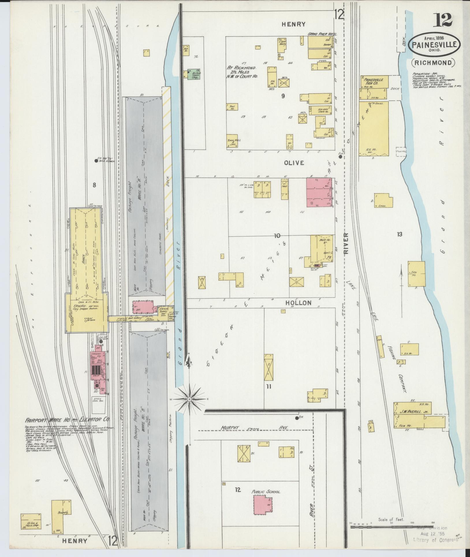 Sanborn Fire Insurance Map from Painesville, Lake County, Ohio (1898), Sheet #0012 - Complete Map Set gallery image, historic Sanborn map, vintage wall art, Ohio Ohio