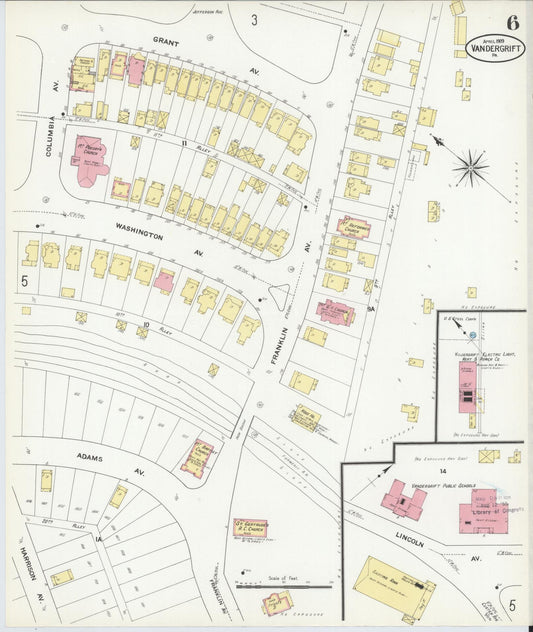 Sanborn Fire Insurance Map from Vandergrift, Westmoreland County, Pennsylvania (1909), Sheet #0006 - Historic Sanborn Fire Insurance Map Print, vintage old map wall art, antique decor, genealogy gift, Pennsylvania Pennsylvania map