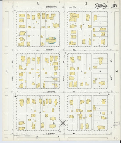 Sanborn Fire Insurance Map from Sioux Falls, Minnehaha County, South Dakota (1902), Sheet #0015 - Complete Map Set gallery image, historic Sanborn map, vintage wall art, South Dakota South Dakota
