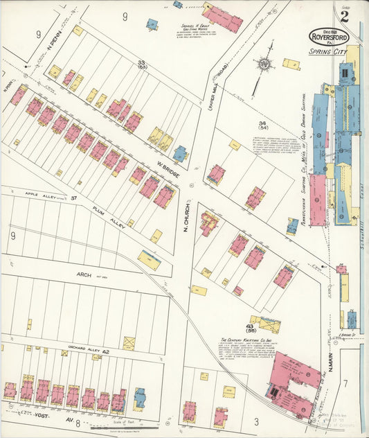 Sanborn Fire Insurance Map from Royersford, Montgomery County, Pennsylvania (1921), Sheet #0002 - Historic Sanborn Fire Insurance Map Print, vintage old map wall art, antique decor, genealogy gift, Pennsylvania Pennsylvania map