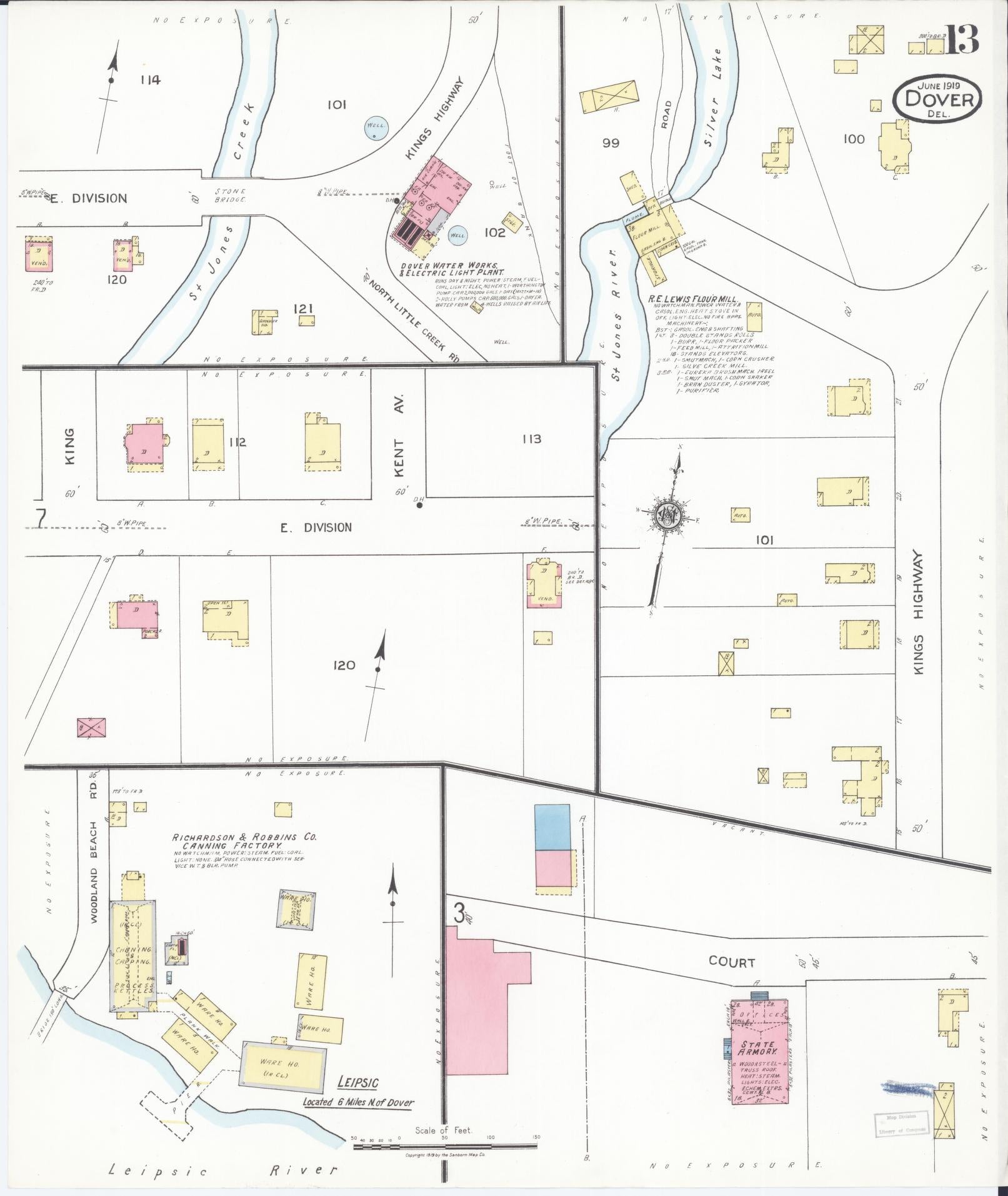 Sanborn Fire Insurance Map from Dover, Kent County, Delaware (1919), Sheet #0013 - Complete Map Set gallery image, historic Sanborn map, vintage wall art, Delaware Delaware
