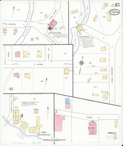 Sanborn Fire Insurance Map from Dover, Kent County, Delaware (1919), Sheet #0013 - Complete Map Set gallery image, historic Sanborn map, vintage wall art, Delaware Delaware