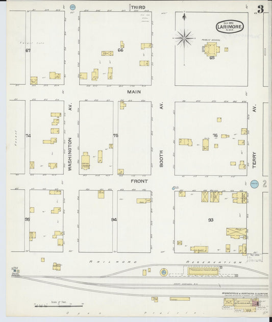Sanborn Fire Insurance Map from Larimore, Grand Forks County, North Dakota (1892), Sheet #0003 - Historic Sanborn Fire Insurance Map Print, vintage old map wall art, antique decor, genealogy gift, North Dakota North Dakota map