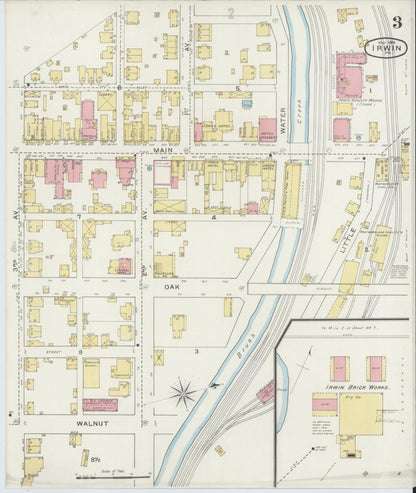 Sanborn Fire Insurance Map from Irwin, Westmoreland County, Pennsylvania (1894), Sheet #0003 - Historic Sanborn Fire Insurance Map Print, vintage old map wall art, antique decor, genealogy gift, Pennsylvania Pennsylvania map