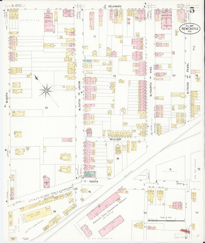 Sanborn Fire Insurance Map from New Castle, New Castle County, Delaware (1907), Sheet #0005 - Complete Map Set gallery image, historic Sanborn map, vintage wall art, Delaware Delaware