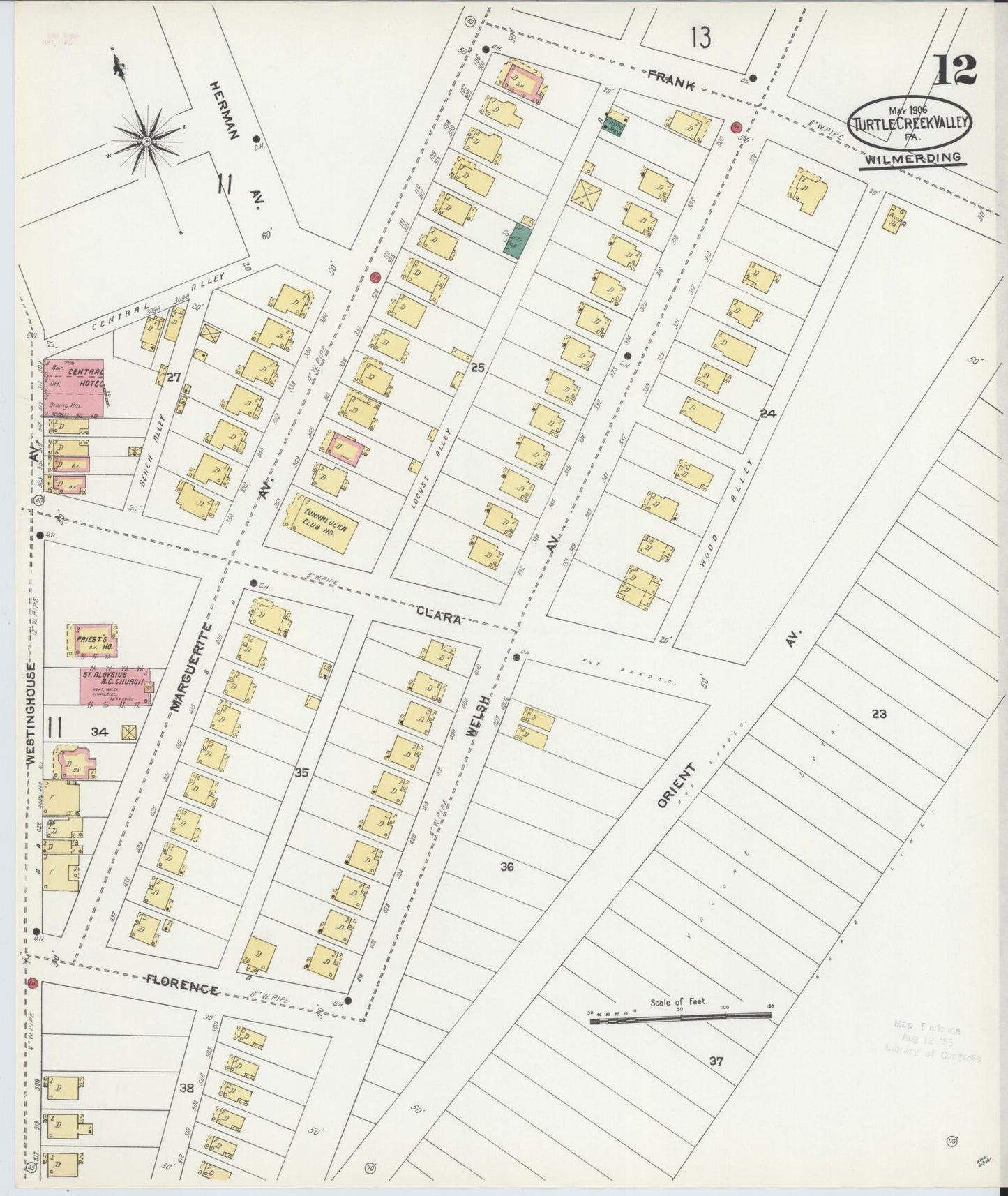 Sanborn Fire Insurance Map from Turtle Creek Valley, Allegheny County, Pennsylvania (1906), Sheet #0012 - Complete Map Set gallery image, historic Sanborn map, vintage wall art, Pennsylvania Pennsylvania