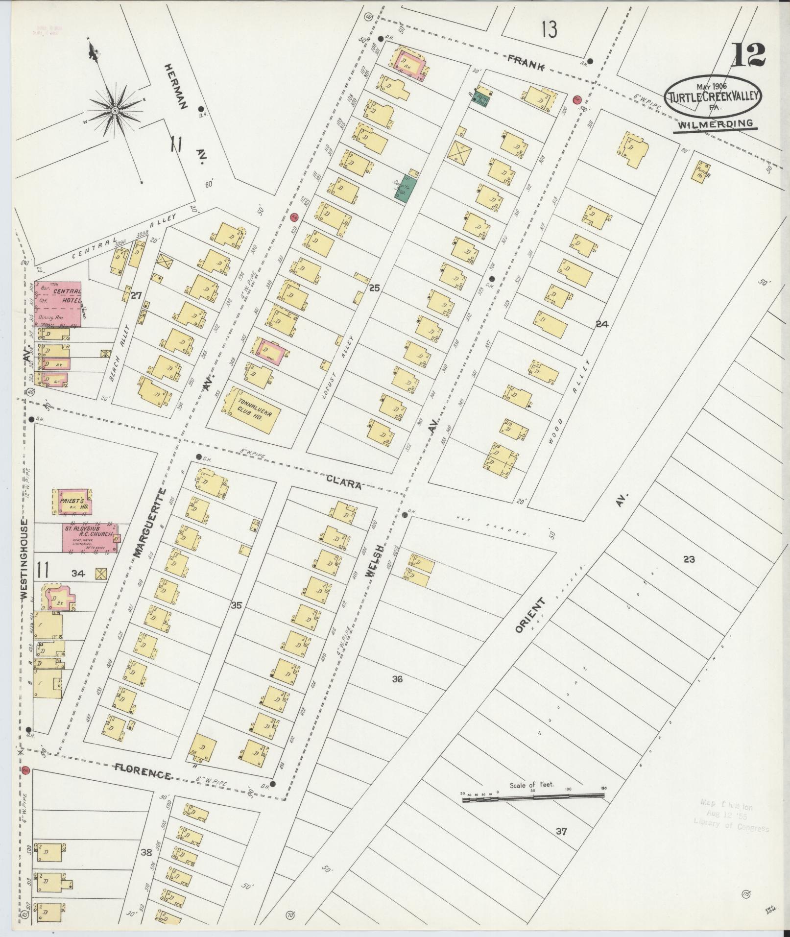Sanborn Fire Insurance Map from Turtle Creek Valley, Allegheny County, Pennsylvania (1906), Sheet #0012 - Complete Map Set gallery image, historic Sanborn map, vintage wall art, Pennsylvania Pennsylvania