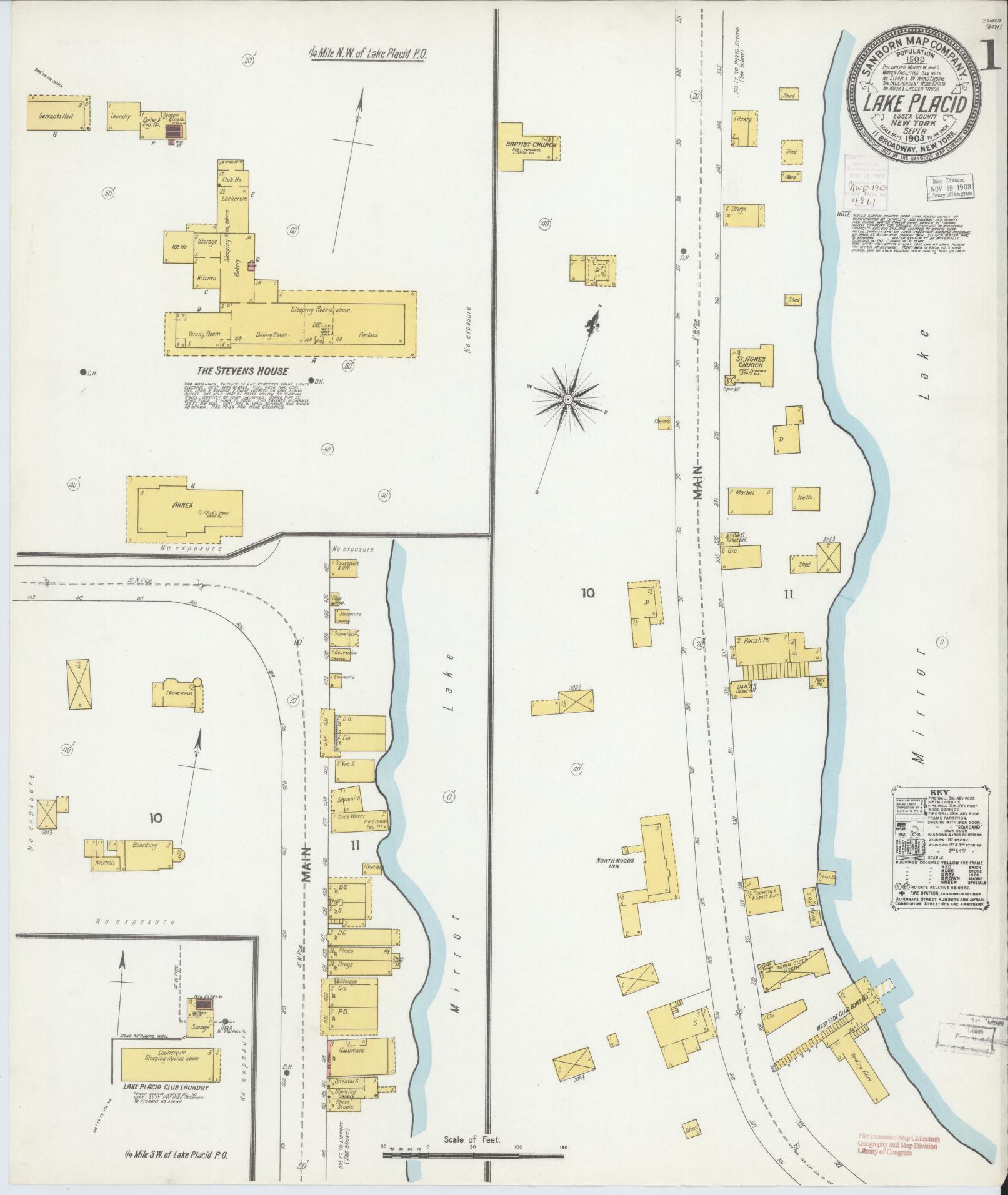 Sanborn Fire Insurance Map from Lake Placid, Essex County, New York. (1903) – Historic Sanborn Fire Insurance Map Print