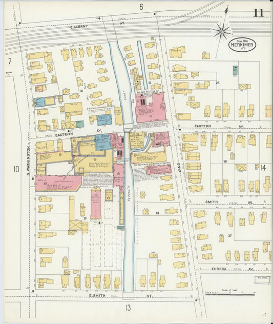 Sanborn Fire Insurance Map from Herkimer, Herkimer County, New York (1906), Sheet #0011 - Historic Sanborn Fire Insurance Map Print, vintage old map wall art, antique decor, genealogy gift, New York New York map