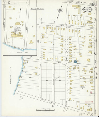 Sanborn Fire Insurance Map from Patchogue, Suffolk County, New York (1916), Sheet #0017 - Complete Map Set gallery image, historic Sanborn map, vintage wall art, New York New York