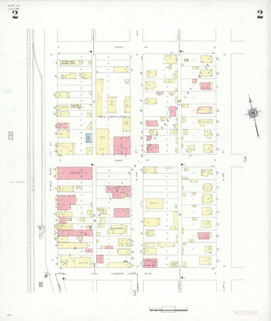 Sanborn Fire Insurance Map from Dupo, Saint Clair County, Illinois (1941), Sheet #0002 - Historic Sanborn Fire Insurance Map Print, vintage old map wall art, antique decor, genealogy gift, Illinois Illinois map