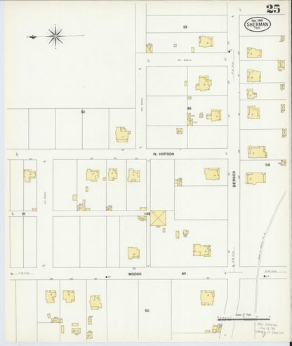 Sanborn Fire Insurance Map from Sherman, Grayson County, Texas (1908), Sheet #0025 - Complete Map Set gallery image, historic Sanborn map, vintage wall art, Texas Texas