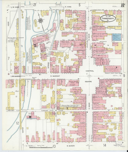 Sanborn Fire Insurance Map from Chambersburg, Franklin County, Pennsylvania (1910), Sheet #0008 - Complete Map Set gallery image, historic Sanborn map, vintage wall art, Pennsylvania Pennsylvania