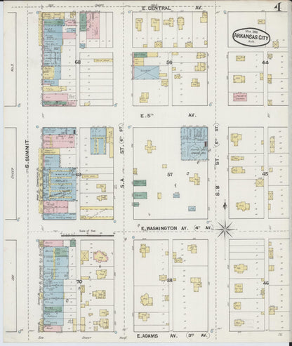 Sanborn Fire Insurance Map from Arkansas City, Cowley County, Kansas (1890), Sheet #0004 - Complete Map Set gallery image, historic Sanborn map, vintage wall art, Kansas Kansas