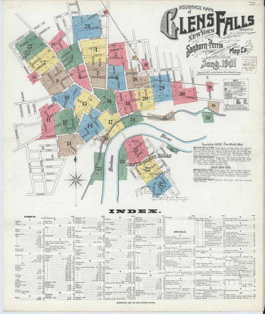 Sanborn Fire Insurance Map from Glens Falls, Warren County, New York. (1901) – Historic Sanborn Fire Insurance Map Print