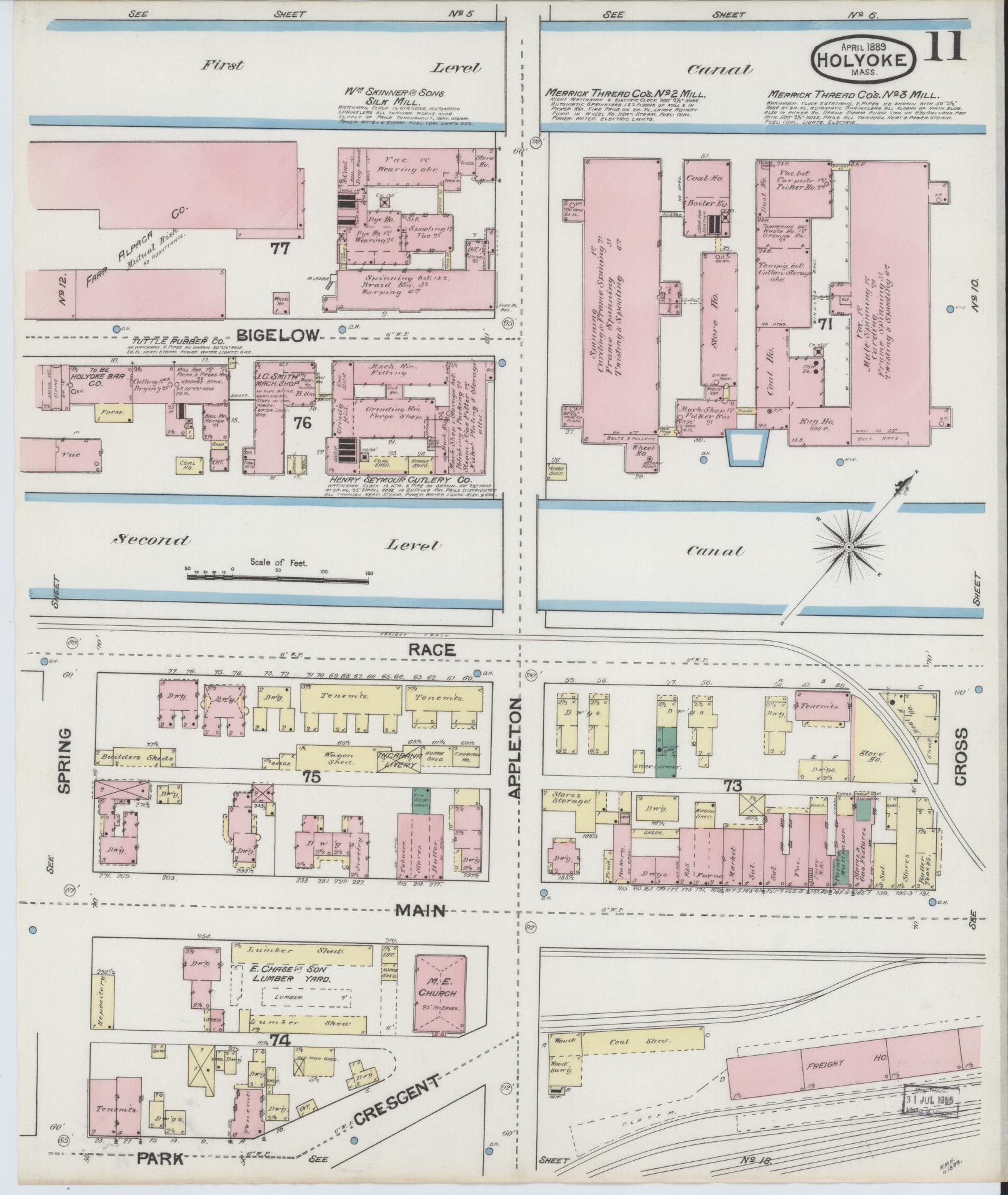 Sanborn Fire Insurance Map from Holyoke, Hampden County, Massachusetts (1889), Sheet #0011 - Complete Map Set gallery image, historic Sanborn map, vintage wall art, Massachusetts Massachusetts