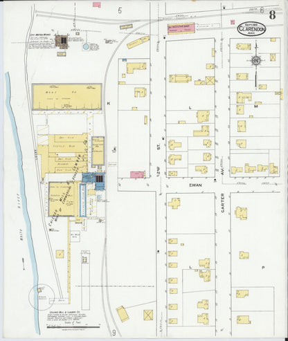 Sanborn Fire Insurance Map from Clarendon, Monroe County, Arkansas (1919), Sheet #0008 - Complete Map Set gallery image, historic Sanborn map, vintage wall art, Arkansas Arkansas