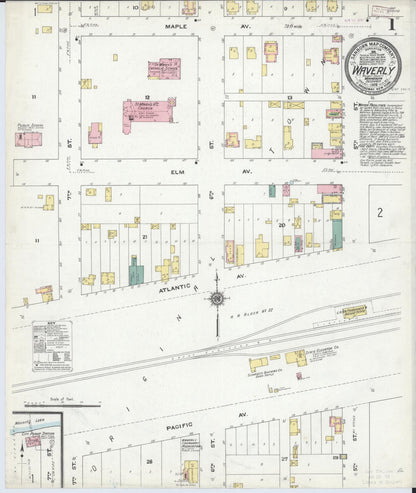 Sanborn Fire Insurance Map from Waverly, Wright County, Minnesota (1909), Sheet #0001 - Historic Sanborn Fire Insurance Map Print, vintage old map wall art, antique decor, genealogy gift, Minnesota Minnesota map