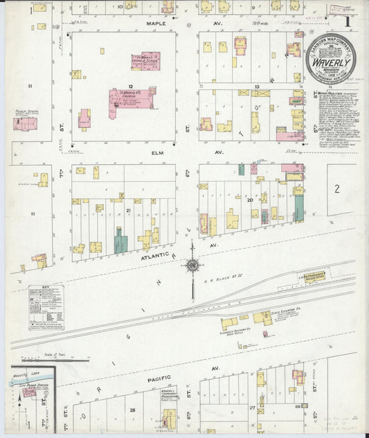 Sanborn Fire Insurance Map from Waverly, Wright County, Minnesota (1909), Sheet #0001 - Historic Sanborn Fire Insurance Map Print, vintage old map wall art, antique decor, genealogy gift, Minnesota Minnesota map