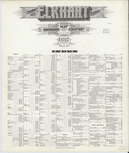 Sanborn Fire Insurance Map from Elkhart, Elkhart County, Indiana. (1917) – Historic Sanborn Fire Insurance Map Print