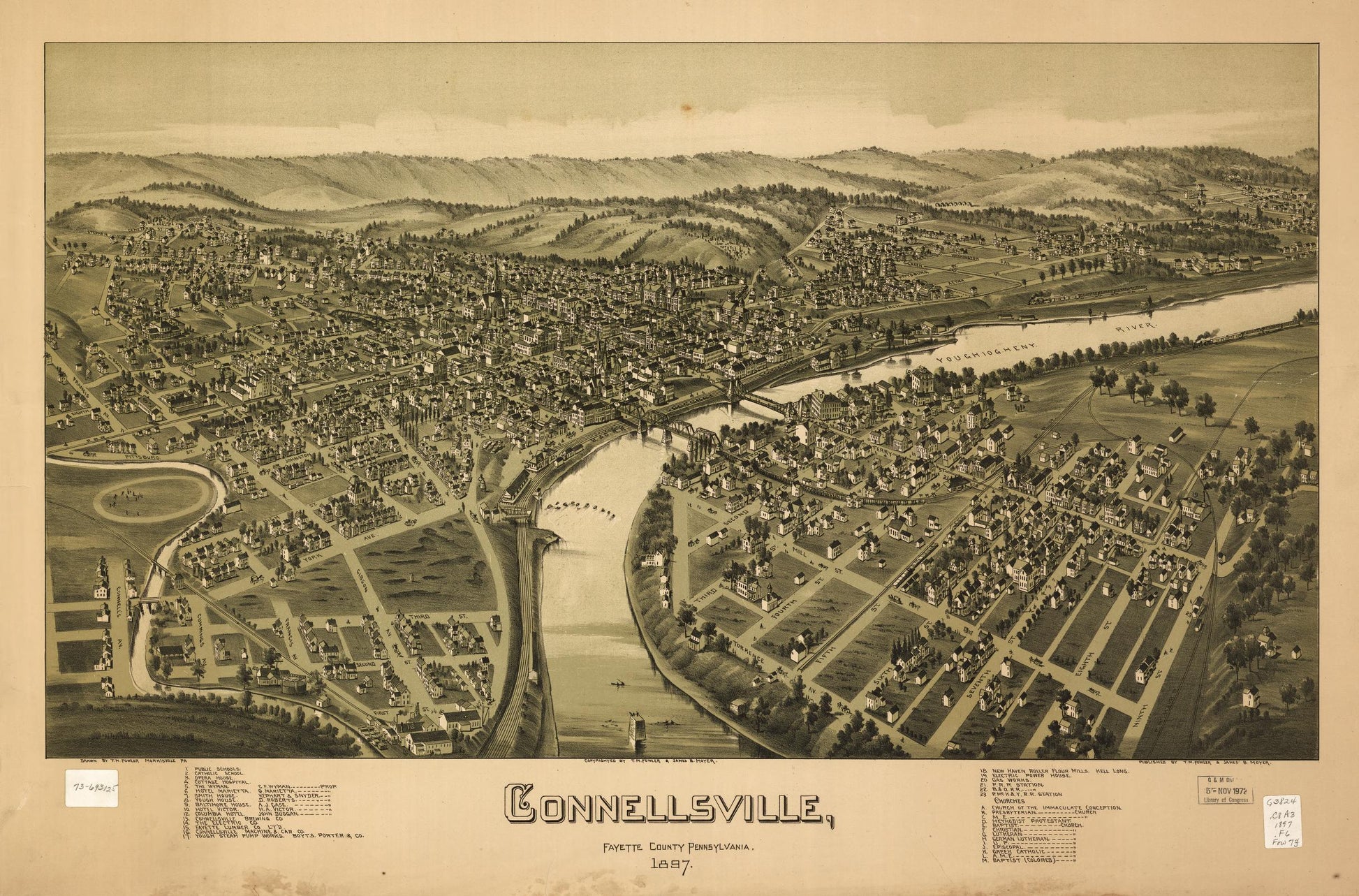 Connellsville, Fayette County, Pennsylvania 1897 (1897) – Historic Bird’s-Eye View Panorama Print